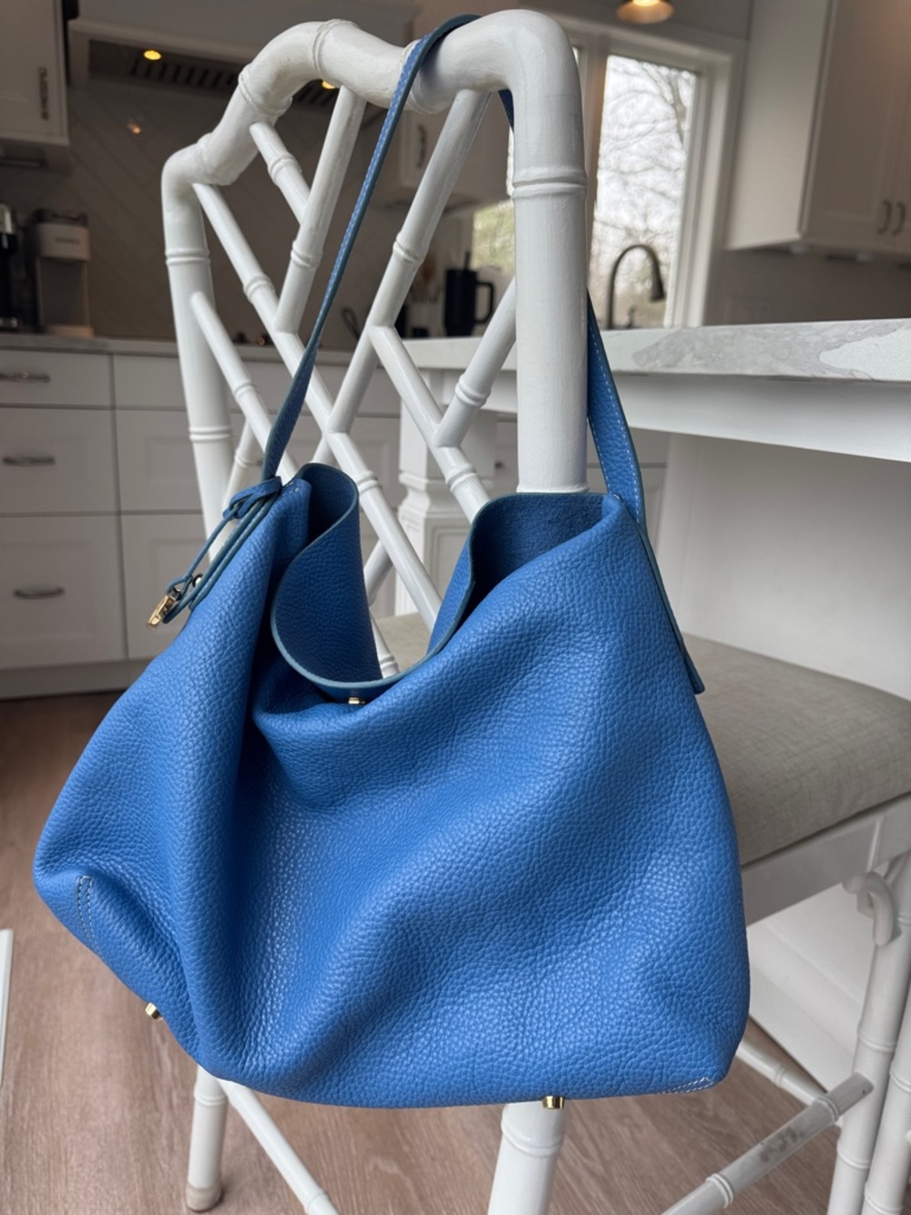 J.McLAUGHLIN periwinkle Blue Leather Foldover Hobo Handbag Purse Bag w/ pouch - Picture 14 of 14